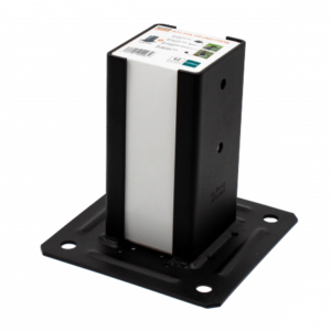 Support de poteau acier galva fendu 2 côtés - kit noir 91x91mm